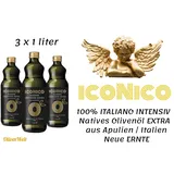 ICONICO INTENSIV 100% Italiano Natives Olivenöl EXTRA aus Apulien - 3x1 Liter