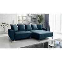 Fun Möbel Ecksofa Schlafsofa Sofa FLORENCE Stoff Element Dunkelblau Ottomane Rechts - Blau