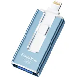 SUDEHO USB Stick 256GB für iPhone, MFi Zertifizierter Lightning Speicherstick Stabile Datentransfer, 4-in-1 Flash Laufwerk für iPhone/iPad/Android/PC, Mit einem klick Daten kopieren, Aschblau