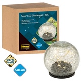 IDENA 31244 - Solar LED-Glaskugel mit 20 LED in Warmweiß, inklusive Solar-Modul und wiederaufladbarem Akku, Durchmesser ca. 15 cm, zur dekorativen Beleuchtung für Garten, Terrasse und Balkon