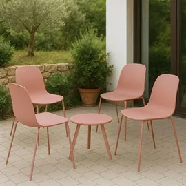 CLP 4er Sitzgruppe Berdin I Garten-Set 4x Stuhl stapelbar und 1x Tisch I Outdoor-Set wetterfest UV-beständig I Gartenmöbel