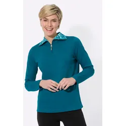 Langarmshirt CLASSIC BASICS "Shirt", Damen, Gr. 44, bunt (aquapetrol), 100% Baumwolle, unifarben, Langarm, Shirts