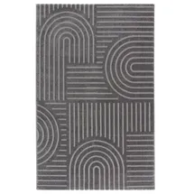 tesso living Kurzflor Teppich, Wohnzimmer, Boho Geometrisch - Grau - 120cm x 160cm - Moderner Superweicher Teppich