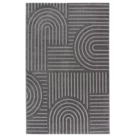 tesso living Kurzflor Teppich, Wohnzimmer, Boho Geometrisch - Grau - 120cm x 160cm - Moderner Superweicher Teppich