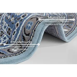 HANSE HOME Nouristan Mirkan Orient Teppich Rund – Wohnzimmerteppich Orientalisch Kurzflor Vintage Orientalischer Teppich für Esszimmer, Wohnzimmer, Schlafzimmer – Himmelblau, 160cm