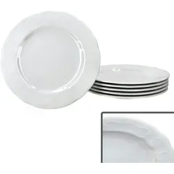 Seltmann Weiden 6er Set Salzburg Kuchenteller weiß Porzellan 6 Personen Relief Dessert-Teller