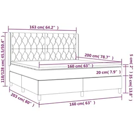 vidaXL Boxspringbett mit Matratze Hellgrau 160x200 cm Samt1389213