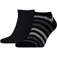 2er Pack TOMMY HILFIGER Duo Stripe Sneakersocken Herren 200 - black 39-42