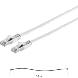 S-Impuls RJ45 Flachkabel m. Cat 7 Rohkabel slim weiß 10m