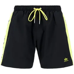 Shorts ALPHA INDUSTRIES "Alpha Industries Men - Beachwear Printed Stripe Swim Short", Herren, Gr. M, Normalgrößen, schwarz, Obermaterial/Futter: 100% Polyester, Hosen
