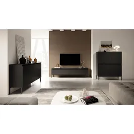 Selsey TV-Lowboard 150x46x32 cm Schwarz Metall/Spanplatte/Melamin