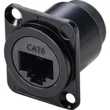 TRU Components TC-9554644 RJ45 Durchgangs-Einbaubuchse D-Form CAT 6 Buchse, gerade Polzahl Sensoren 8P8C Schwarz