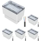 ledscom.de 5 Stück LED Pflasterstein Bodeneinbauleuchte CUS für außen, IP67, eckig, 8 x 5cm, warmweiß