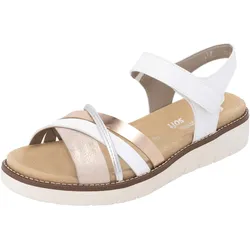Riemchensandale REMONTE, Damen, Gr. 37, rosa (weiß, roségoldfarben), Lederimitat, sportlich, Schuhe, Keilabsatz, Sommerschuh, Sandalette mit herausnehmbarer Softeinlage