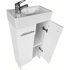 paplinskimoebel - Waschbecken mit Unterschrank 40cm Breit Malibu, Badezimmerschrank klein, Waschtisch mit Unterschrank, für Gäste WC, Waschbeckenunterschrank Weiss