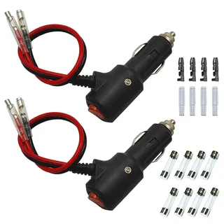GTIWUNG 2 Stück KFZ Auto Zigarettenanzünder Stecker 14AWG 27cm Verlängerungskabel mit Ein/Aus Schalter, Eingebaute 15A Sicherung, 12V-24V KFZ Zigarettenanzünder Steckdose Netzstecker Adapter
