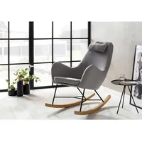 SalesFever Schaukelsessel 70 x 99 x 100 cm grau mit Nackenkissen