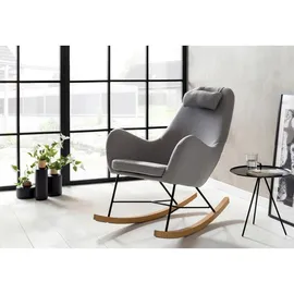 SalesFever Schaukelsessel 70 x 99 x 100 cm grau mit Nackenkissen