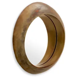 Casa Padrino Luxus Aluminium Wandspiegel Vintage Messing Ø 50 cm - Runder Wohnzimmer Spiegel - Schlafzimmer Spiegel - Garderoben Spiegel - Luxus Möbel - Luxus Einrichtung