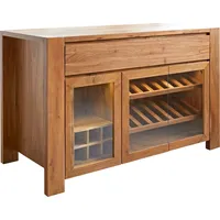 DeLife Barschrank Hedora 160x75 cm Akazie Natur mit Beleuchtung - Braun, Hellbraun