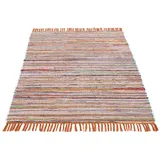 carpetfine »Kelim Chindi, Wendeteppich«, rechteckig, 6 mm Höhe, handgewebt, Fleckerlteppich mit Fransen, auch vielen in Läufergrößen orange 140x200 cm | aus Baumwolle für Wohnzimmermit