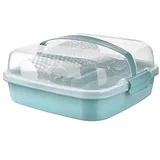 Picknick Set 6 Personen Blau – BPA-freies Plastikbesteck & Geschirr – Gabel, Messer, Löffel, Teller, Becher & Salzstreuer – Inkl. Picknickkorb & Tasche