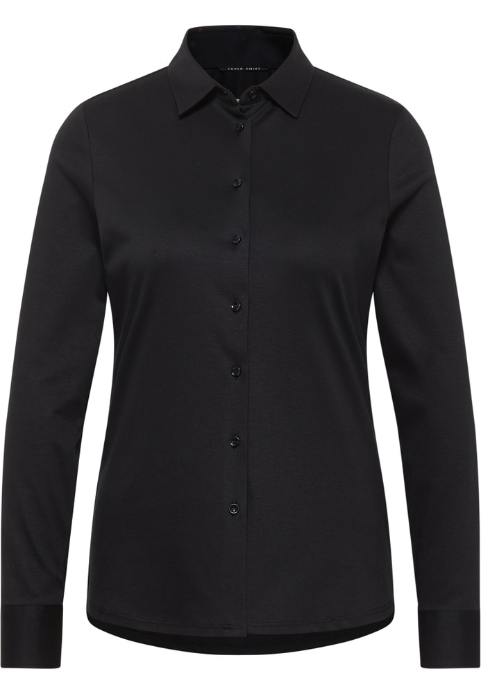 Jersey Shirt Bluse in schwarz unifarben