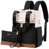 LOVEVOOK Rucksack Damen Klein, 13,3 Zoll Kleiner Rucksäcke Damen Cityrucksack Mini Rucksacktasche Elegant Handtasche Schultertasche, Wasserdicht Laptop Tagesrucksack, Beige Schwarz Braun