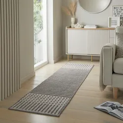 Kadima Design Maschinenwaschbar Streifenteppich `Otter Ian`, ideal für das Familienleben. Farbe: Grau, 60x240 cm