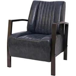Mendler Sessel HWC-H10, Loungesessel Polstersessel Relaxsessel, Metall Industriedesign ~ vintage grau