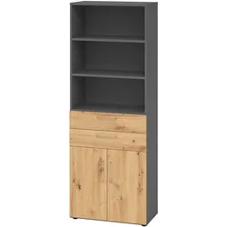 Hammerbacher-Kombischrank 6 OH 968K2 Graphit/Asteiche-V968K2/G/R/BS