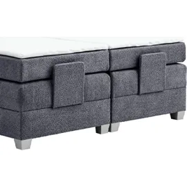 Inter Boxspringbett Bern 200x200 cm mit Motor Anthrazit Coral 80 - Grau