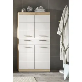 WELLTIME SIENA Midischrank 74 x 141 x 31 cm Braun/Weiß