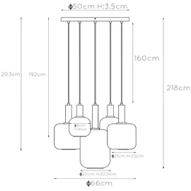LUCIDE Joanet 5-flg. Ø 66 cm grau Glas
