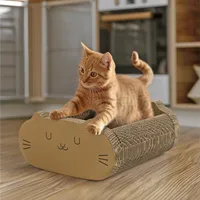 Navaris Kratzpappe für Katzen - 2-in-1 Katzenkratzbrett und Loungebett - Kratzbretter Katze - Katzen Kratzbrett - Kratzmatte Katze - Dickes Kartonmaterial - Schützt Möbel