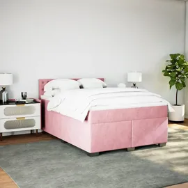 vidaXL Boxspringbett 140 x 200 cm Dunkelrosa