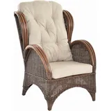 Rattan-Ohrensessel bequem und breit Hochlehnsessel /Fernsehsessel (Coffee)