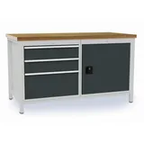 OEM Werkbank Multiplex B1500xT750xH859mm grau 3 Schubladen 1 Tür