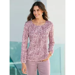Print-Shirt INSPIRATIONEN "Druck-Shirt", Damen, Gr. 54, elfenbein, mauve, bedruckt, 72% Polyester, 28% Viskose, gemustert, mehrfarbig, Rundhals, Langarm, Shirts