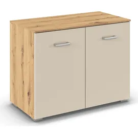 Rauch Kommode RAUCH "Gamma", eiche artisan, beige (champagner), B:80cm H:61cm T:42cm, Holzwerkstoff, Sideboards, Kommode, mit 2 Türen, verstellbaren Böden und viel Stauraum MADE IN GERMANY