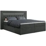 MKS Meble MKS Boxbett, Dunkelgrau, Textil, 2-Sitzer, H4, Rechteckig, 180x200 cm, Schlafzimmer, Betten, Boxspringbetten