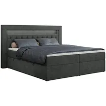 MKS Meble MKS Boxbett, Dunkelgrau, Textil, 2-Sitzer, H4, Rechteckig, 180x200 cm, Schlafzimmer, Betten, Boxspringbetten