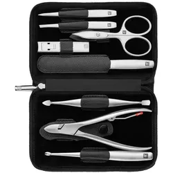 ZWILLING Beauty Maniküre Pediküre Set 8tlg. mit Kompakt-Nagelknipser, Leder, schwarz Nägel kürzen   