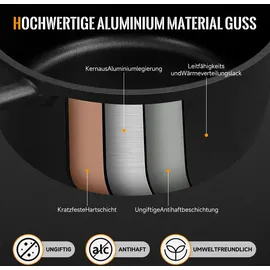 Homelux Topf Induktions Kochtopf mit Glasdeckel, 4,6L Kochtöpfe mit Antihaftbeschichtung, Geeignet für alle Herdarten(H-C20)