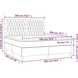 vidaXL Boxspringbett mit Matratze Dunkelbraun 180x200 cm Stoff