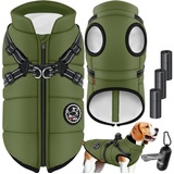 LOVPET LOVPET® Hundejacke Hundemantel mit Geschirr, inkl. 45 Stück Kotbeutel + Spender, Hunde Winterweste gefüttert wasserdicht, Gepolsterte Weste Mit Brustgurt, Reflektoren, D-Ring