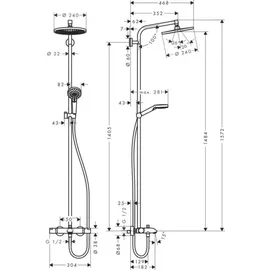 Hansgrohe Crometta S Showerpipe 240 1jet mit Wannenthermostat chrom 27320000
