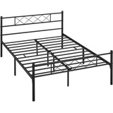 Yaheetech Modern Metallbett 140 x 200 cm Bettgestelle mit Lattenrost, Doppelbett/Einzelbett für Schlafzimmer, Bettrahmen mit Kopfteil, Schwarz