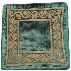 Casa Padrino Luxus Barock Seidensamt Deko Kissen Grün / Braun 45 x 45 cm