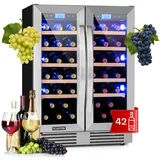 Klarstein Einbau-Weinkühlschrank, 2 Zonen Getränkekühlschrank Klein, Kleiner Weinschrank 126L, Wein-Kühlschrank Klein mit Glastür, Indoor/Outdoor Flaschenkühlschrank, Wine Fridge für 42 Flaschen